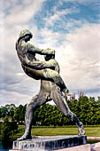 Oslo, Norway. Vigeland Park. Sculptures of the bridge, Man lifting woman in front of himself, 1926. Bronze. 
